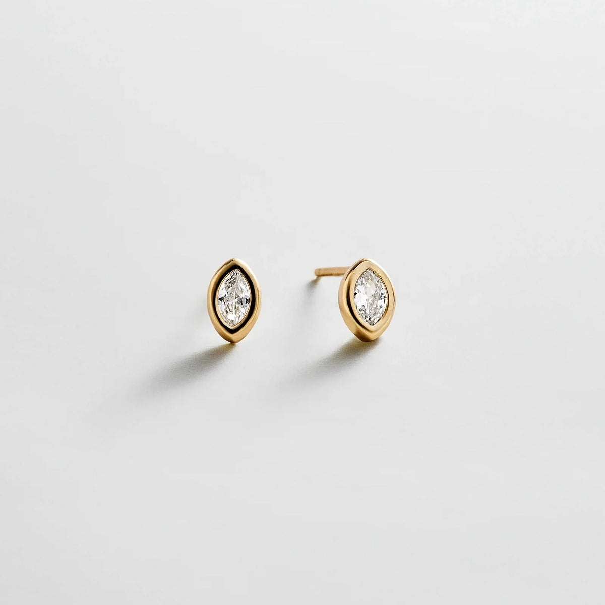 Elaine 14K Gold Stud Earrings - Marquise Stone