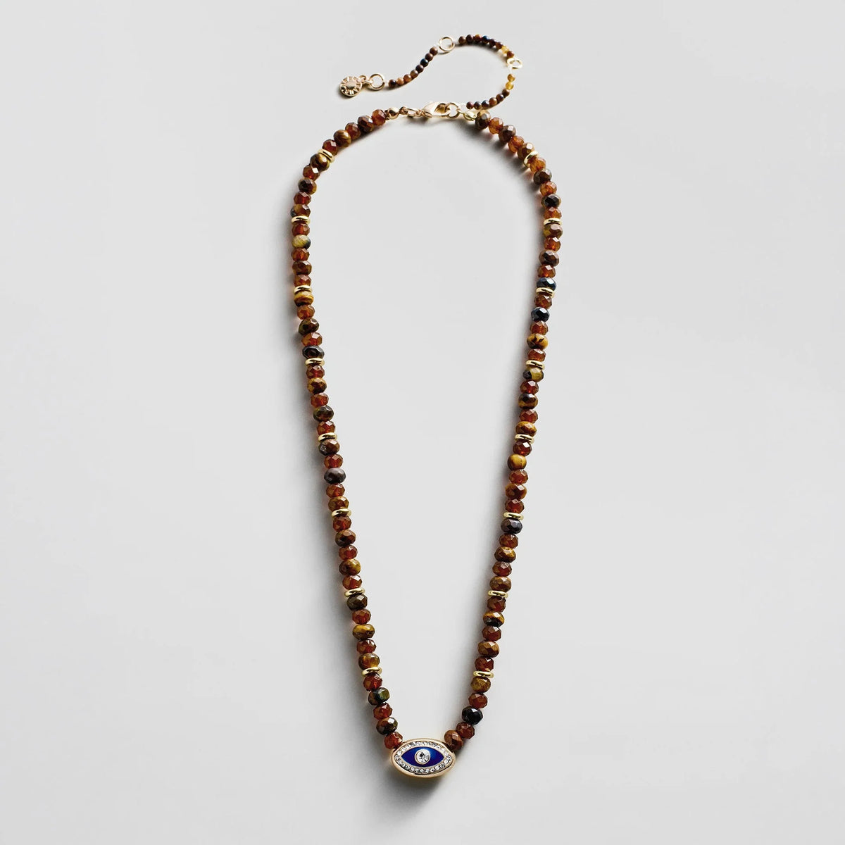 Positive View Semi-Precious Evil Eye Necklace - Tiger's Eye