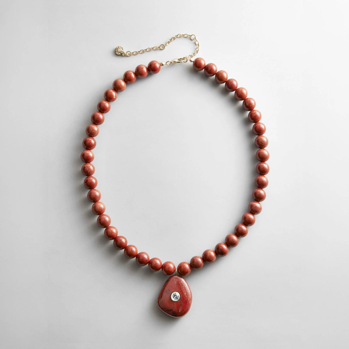 Jamie Semi-Precious Beaded Necklace - Red Jasper/Red Jasper
