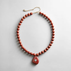 Jamie Semi-Precious Beaded Necklace - Red Jasper/Red Jasper