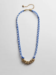 Bubble Letter Custom Paracord Necklace - Blue/White