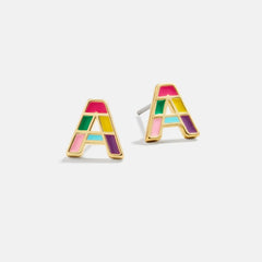 Kids' Rainbow Initial Earrings - Gold/Multi