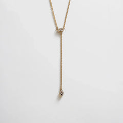 Evil Eye Lariat Necklace - Gold/Pavé