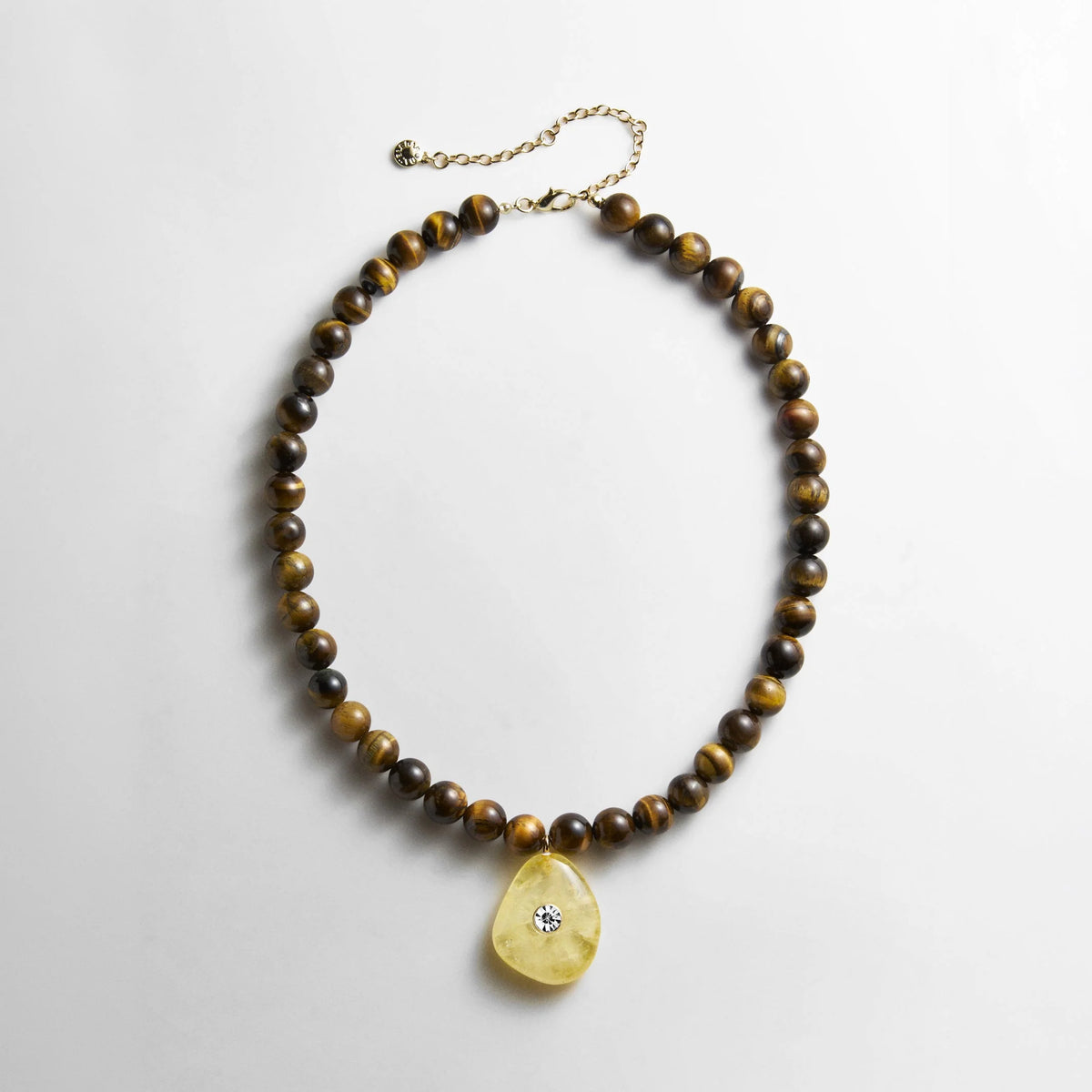 Jamie Semi-Precious Beaded Necklace - Tiger's Eye/Citrine