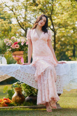 Catalina Chiffon Lace Floral Maxi Dress