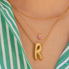 14K Gold Birthstone Pendant Necklace - Garnet