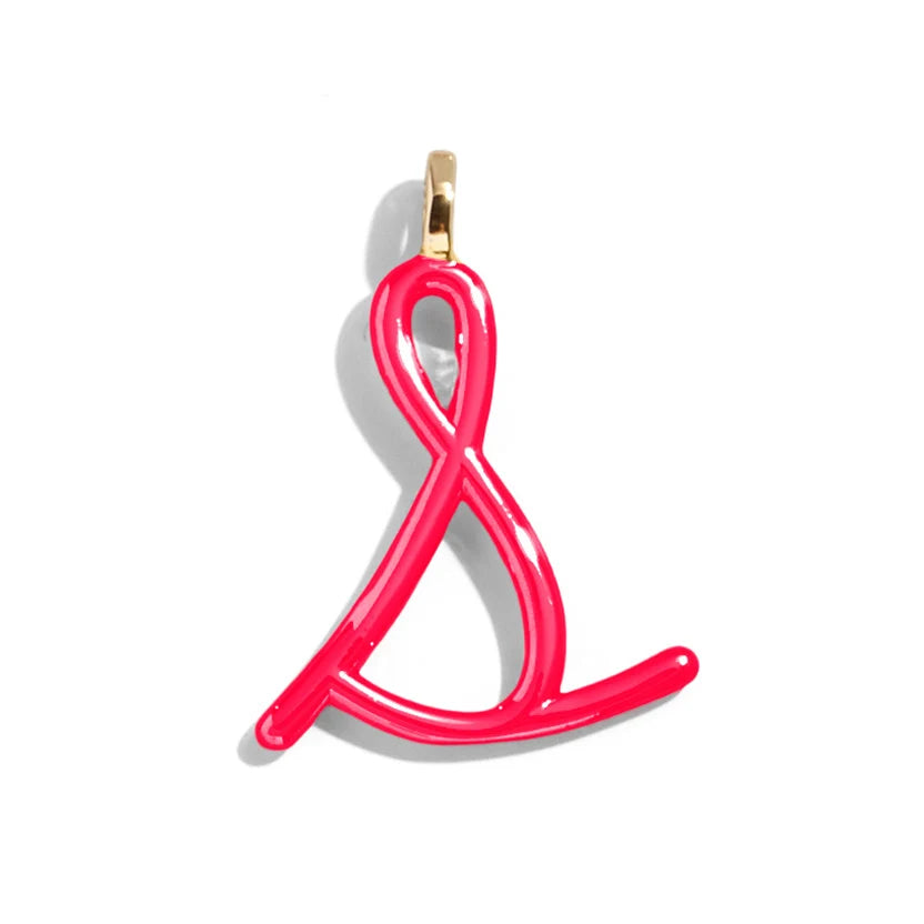 Custom Cherry Red Enamel Script Letter Charm - S