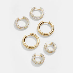 Lucy Earring Set - Gold/Pavé