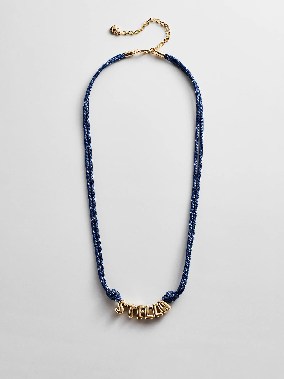 Bubble Letter Custom Paracord Necklace - Navy/White