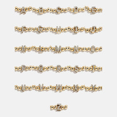 Gold/Pavé Repeating Initial Pisa Bracelet - J