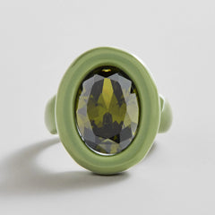 Joy Pop Cubic Zirconia Ring - Dark Green/Olive Green