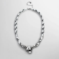 Knotty Varsity Custom Necklace - White/Onyx Single Digit