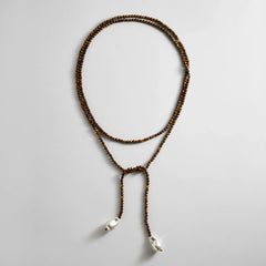 Semi-Precious Pearl Wrap Necklace - Tiger's Eye