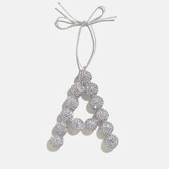 Merry Monogram Ornament - Silver/Pavé