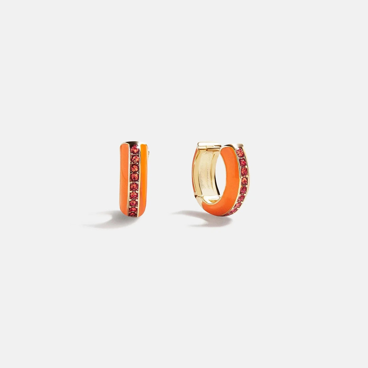 Game Day Enamel Huggie Earrings - Orange