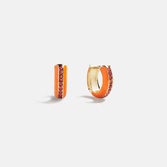 Game Day Enamel Huggie Earrings - Orange