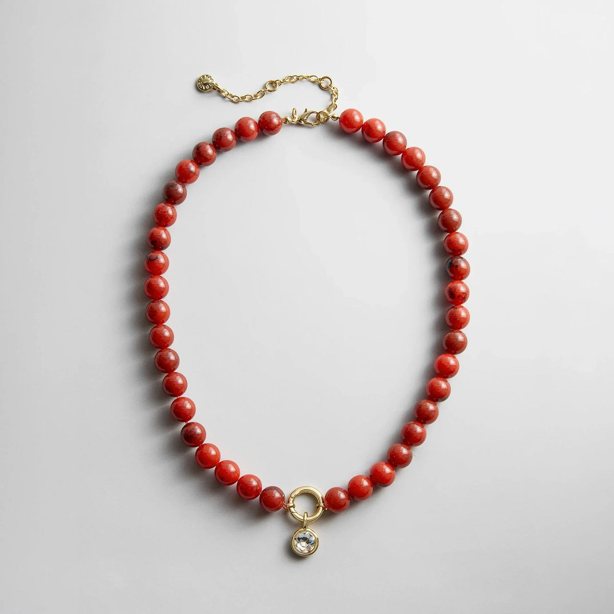 Janette Beaded Ring Necklace - Carnelian