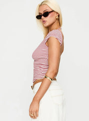 Drives Me Crazy Backless Top Red Stripe