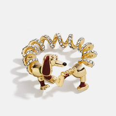 Disney Pixar Slinky Dog Cuff Ring - Gold/Pavé