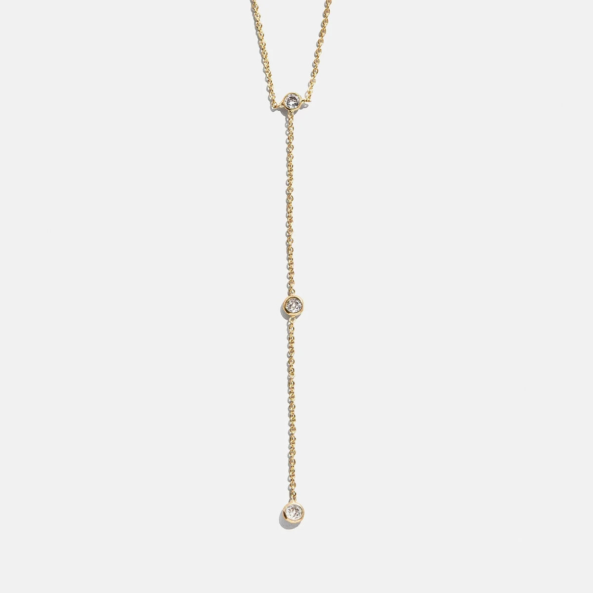 Yasmine Gold Lariat Necklace - Gold/Pavé