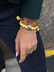 Knotty Varsity Number Custom Bracelet - Bright Yellow Single Digit