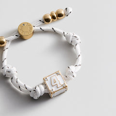 Block Party Varsity Number Custom Bracelet  - White Single Digit