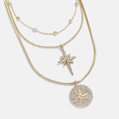 Lyra Celestial Layered Necklace - Gold/Pavé