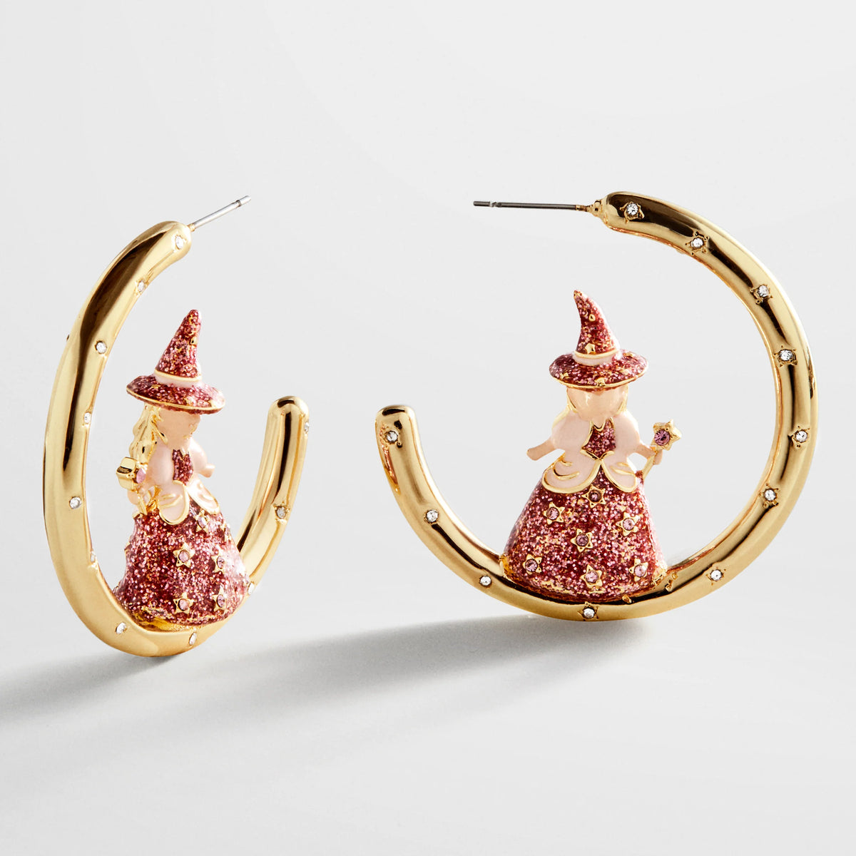Good Witch Hoop Earrings - Gold/Pink