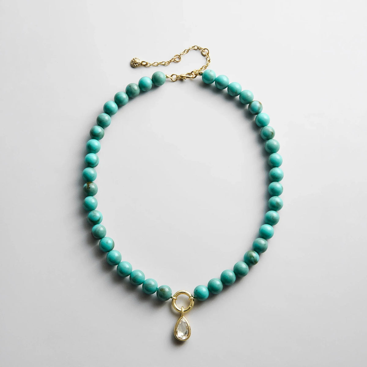 Janette Beaded Ring Necklace - Turquoise Bead