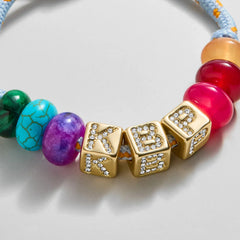 Custom Block Letter Semi-Precious Paracord Bracelet - Light Blue