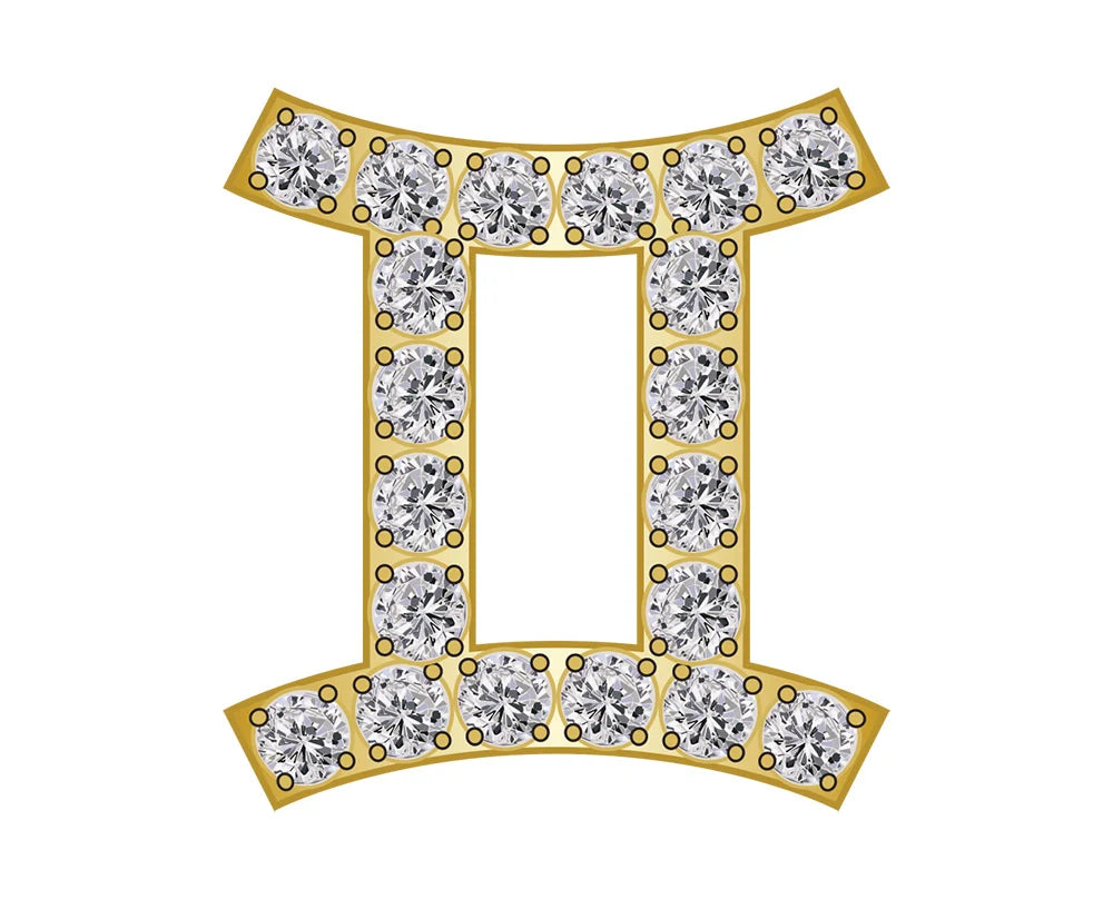 Gemini Mini Zodiac Icon - Pavé/Gold
